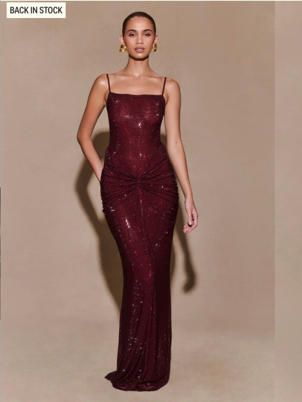 Meshki Roisin Diamante Maxi Dress - Mahogany